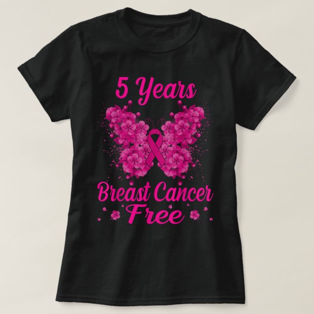 Camiseta 5 años Sobreviviente libre de cáncer de mama Marip (Diseño del anverso)