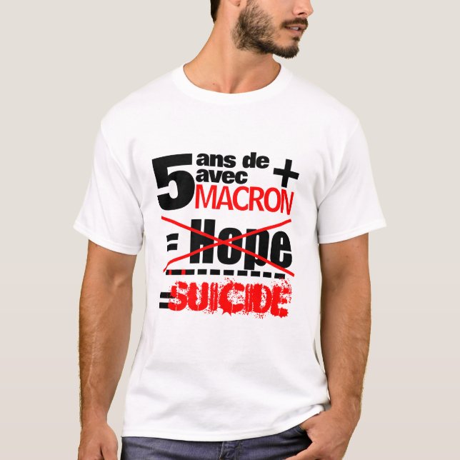 Camiseta 5 ans + Macron = SUICIDIO - Hombres blancos tac (Anverso)
