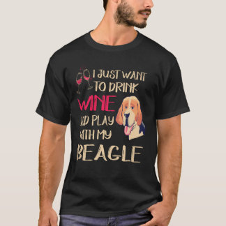 Camiseta 5 Bebe Vino Y Juega Con Mi Beagle