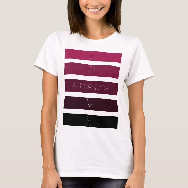Camiseta 5 Black Purple Gradient Stripes Name Personalizado (Anverso)