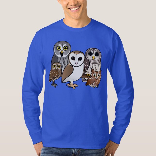 Camiseta 5 búhos de Birdorable (Anverso)