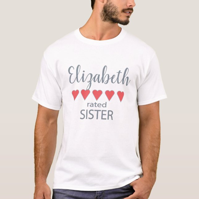 Camiseta 5 Corazones Hermana Calificada (Anverso)