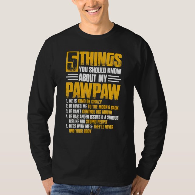 Camiseta 5 cosas Pawpaw Abuelo Padres Navidades del Día del (Anverso)
