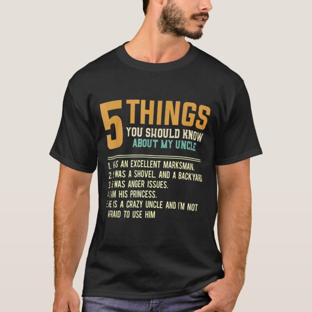 Camiseta 5 Cosas Que Deberían Saber Sobre Mi Tío Niña (Anverso)
