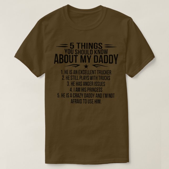 Camiseta 5 cosas que deberías saber de mi papá (Diseño del anverso)