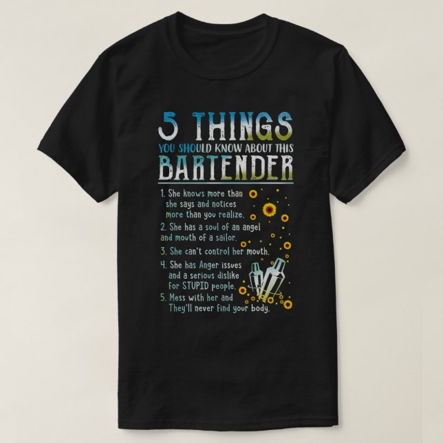 Camiseta 5 cosas que deberías saber sobre este barman Pull (Diseño del anverso)