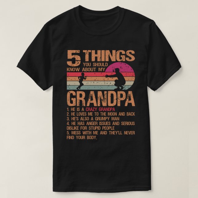 Camiseta 5 cosas que deberías saber sobre la de mi abuelo (Diseño del anverso)