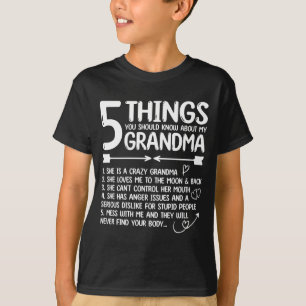 Camiseta 5 cosas que debes saber sobre la divertida abuela