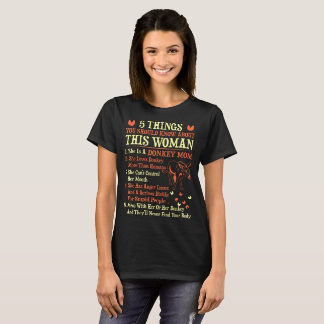 Camiseta 5 cosas que usted debe saber sobre mamá del burro (Anverso completo)