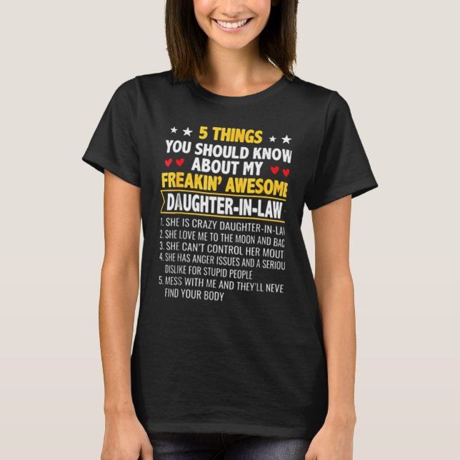 Camiseta 5 cosas sobre mi fantástica suegra (Anverso)