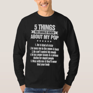 Camiseta 5 cosas sobre mi papá para hija hijo nieto