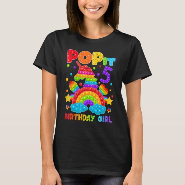 Camiseta 5 cumpleaños Fidget Toy Pop It Chica de cumpleaños (Anverso)