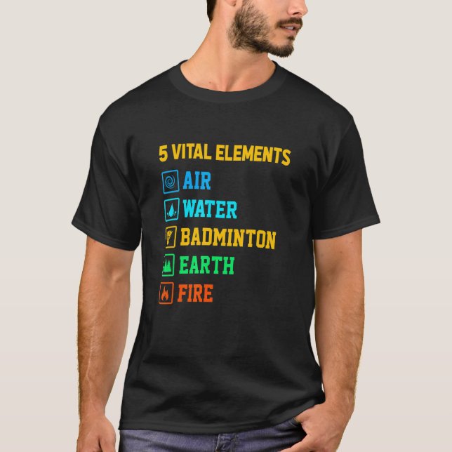 Camiseta 5 Elementos Vitales Incendio De Agua Aérea Badmint (Anverso)