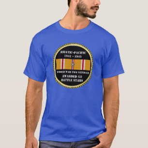 Camiseta 5 ESTRELLAS DE BATALLA WWII Veterano asiático del 