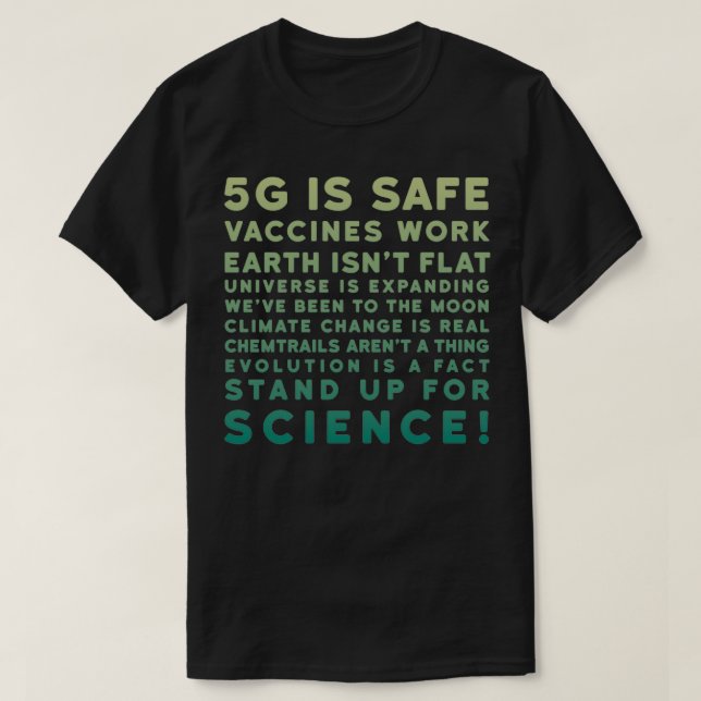 Camiseta 5 G: Vacunas seguras: el trabajo de Stand Up for S (Diseño del anverso)