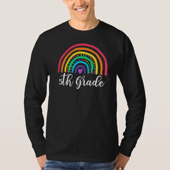 Camiseta 5° Grado Chicas Arcoiris Equipo de maestros Quinto (Anverso)