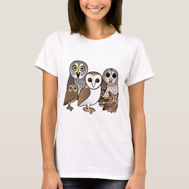 Camiseta 5 Lechuzas Birdorables (Anverso)