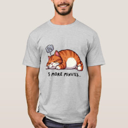 Camiseta 5 Minutos Más Durmiendo Gato Naranja Atigrado Soño