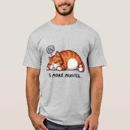 Camiseta 5 Minutos Más Durmiendo Gato Naranja Atigrado Soño