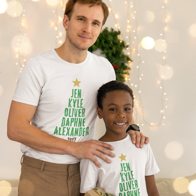 Camiseta 5 Nombres De Familia En Forma De Árbol De Navidad (Subido por el creador)