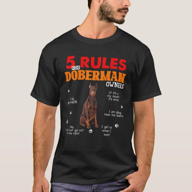 Camiseta 5 Normas Para Los Propietarios De Doberman Pinsche (Anverso)