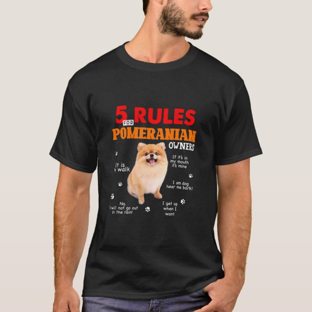 Camiseta 5 Normas Para Los Propietarios De Pomerania Camise (Anverso)