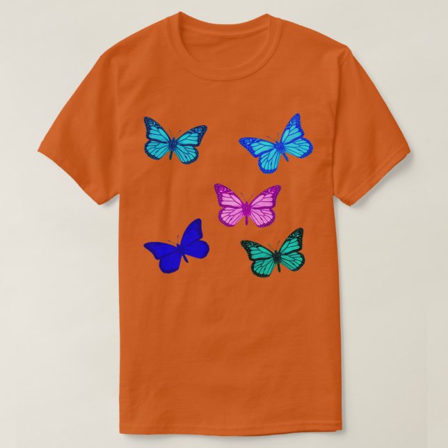 Camiseta 5 Pegatinas de mariposas monarca (Diseño del anverso)