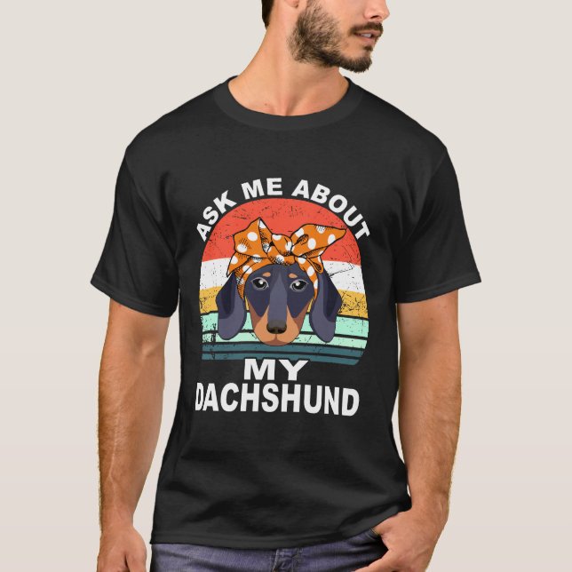 Camiseta 5 Pregúntame Sobre Mi Dachshund Vintage (Anverso)