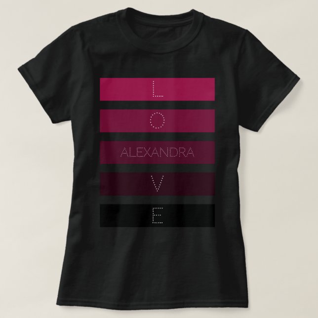 Camiseta 5 Rayas de degradado púrpura negro Nombre personal (Diseño del anverso)
