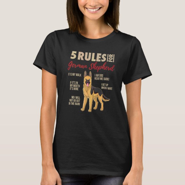 Camiseta 5 Reglas Para El Pastor Alemán (Anverso)