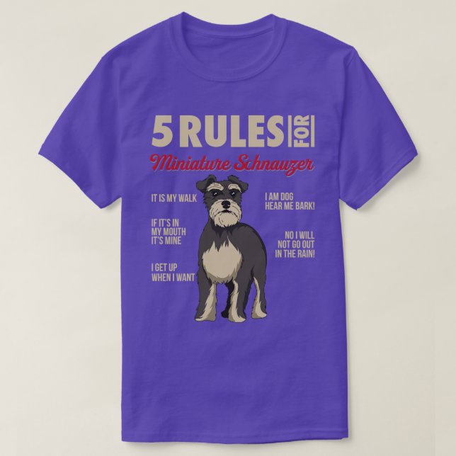 Camiseta 5 Reglas para el schnauzer en miniatura Funny Dog  (Diseño del anverso)