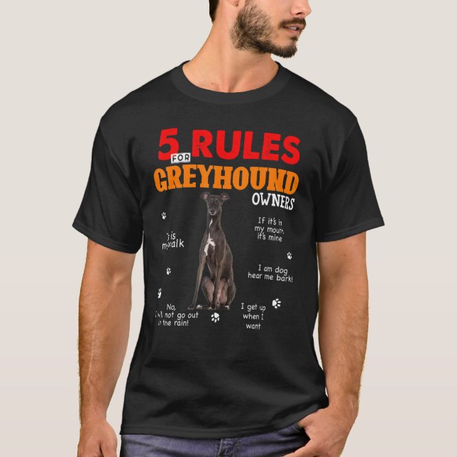 Camiseta 5 Reglas Para Los Propietarios De Greyhound (Anverso)