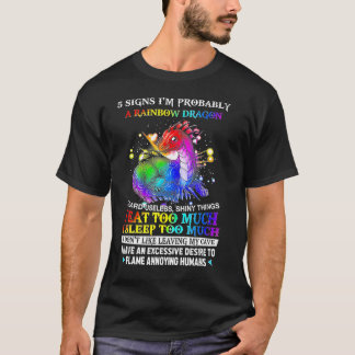 Camiseta 5 Rótulos Probablemente Soy Un Dragón Arcoiris Que