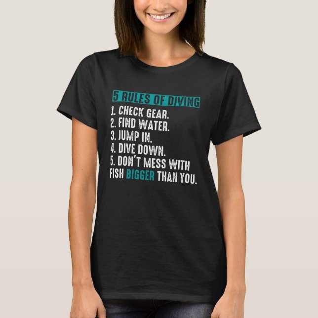 Camiseta 5 Rules Of Diving Scuba Diver Underwater Diving Lo (Anverso)