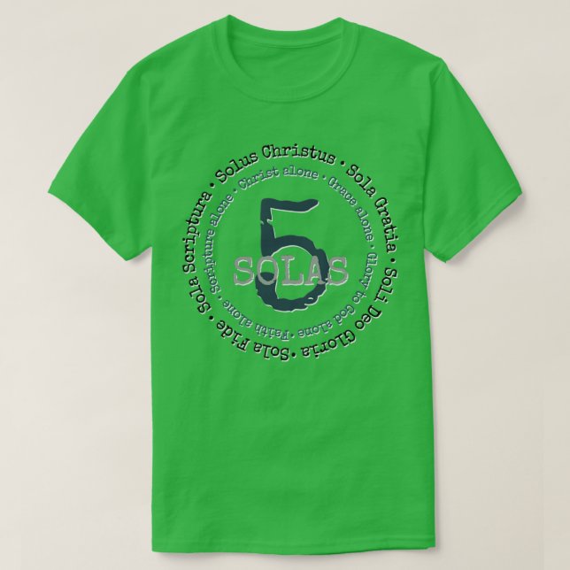 Camiseta 5 solas de la reforma (Diseño del anverso)