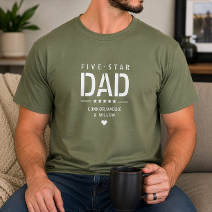 Camiseta 5 STAR PAPÁ Moderno y fresco Texto personalizado D