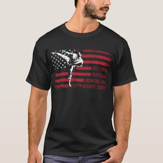 Camiseta 5 Tenets norteamericanos de lucha contra el Taekwo (Anverso)