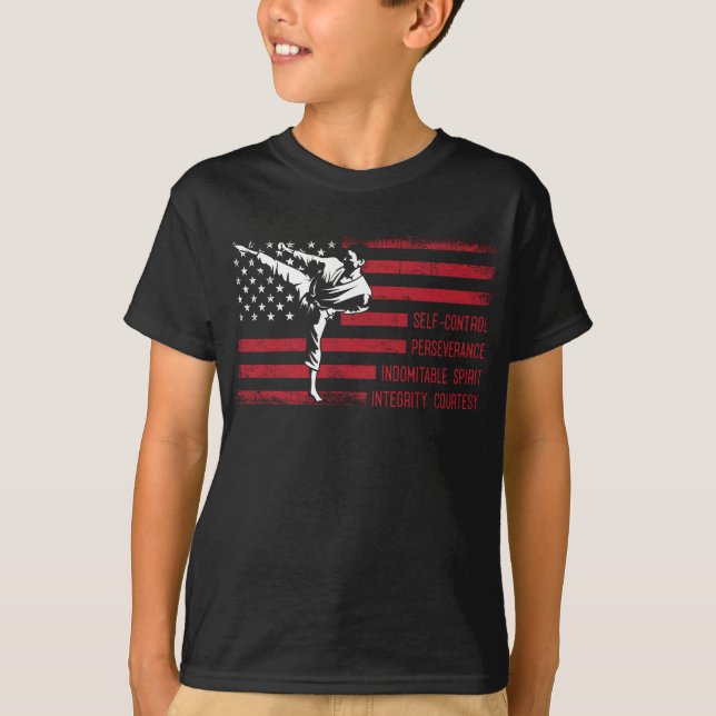Camiseta 5 Tenets norteamericanos de lucha contra el Taekwo (Anverso)