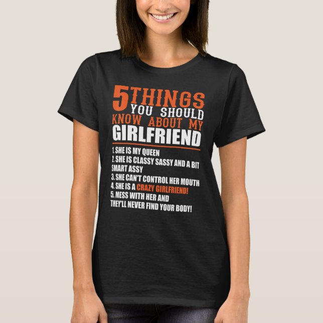 Camiseta 5 THINGS YOU SHOULD KNOW ABOUT MY GIRLFRIEND  Hila (Anverso)