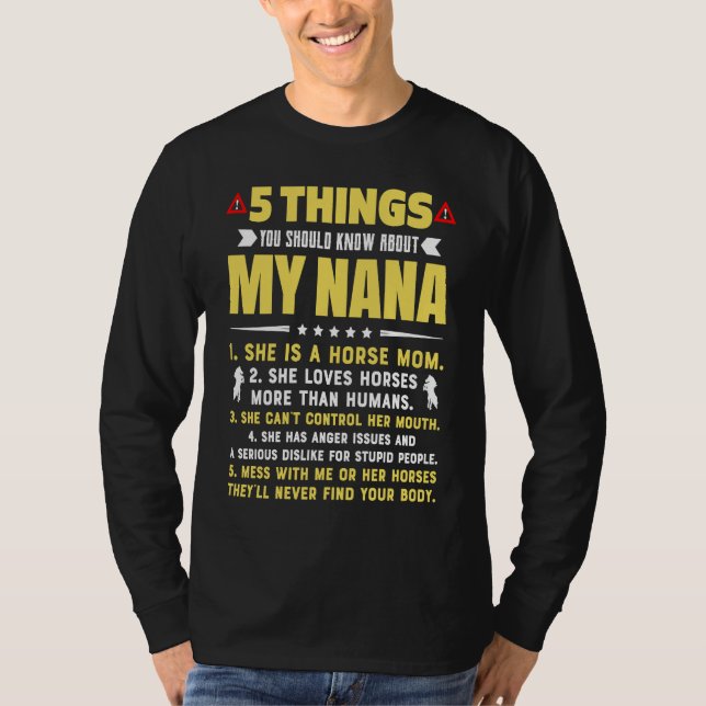 Camiseta 5 Things You Should Know About My Horse Mom Grandm (Anverso)