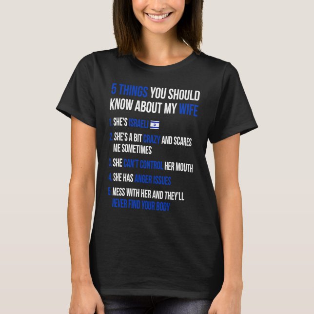 Camiseta 5 Things You Should Know About My Israeli Wife (Anverso)