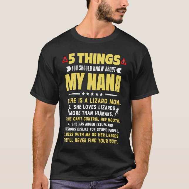 Camiseta 5 Things You Should Know About My Lizard Mom Grand (Anverso)