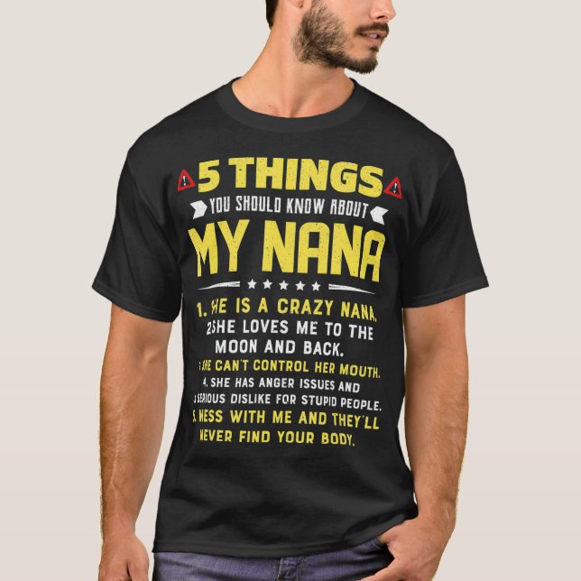 Camiseta 5 Things You Should Know About My Nana Grandkids (Anverso)