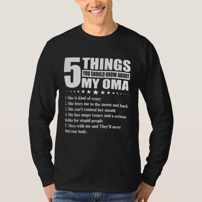 Camiseta 5 Things You Should Know About My Oma (Anverso)