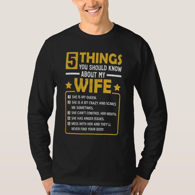 Camiseta 5 Things You Should Know About My Wife  Mommy (Anverso)