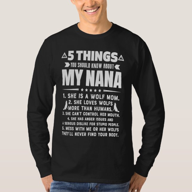 Camiseta 5 Things You Should Know About My Wolf Mom Grandma (Anverso)