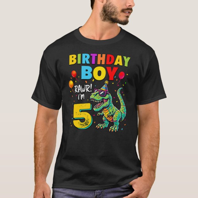 Camiseta 5 Years Old T-Rex Dinosaur Boy Kids 5th Birthday P (Anverso)