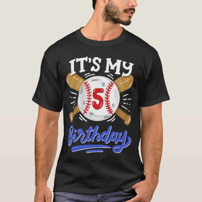 Camiseta 5th Baseball Birthday Party Boys Sport Fan 5 Years (Anverso)
