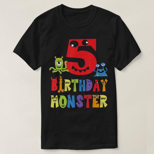 Camiseta 5th Birthday Monster Kid Alien Theme Child Bday Pa (Diseño del anverso)