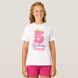 Camiseta 5th Birthday Princess Shirt Pink Crown Design for 